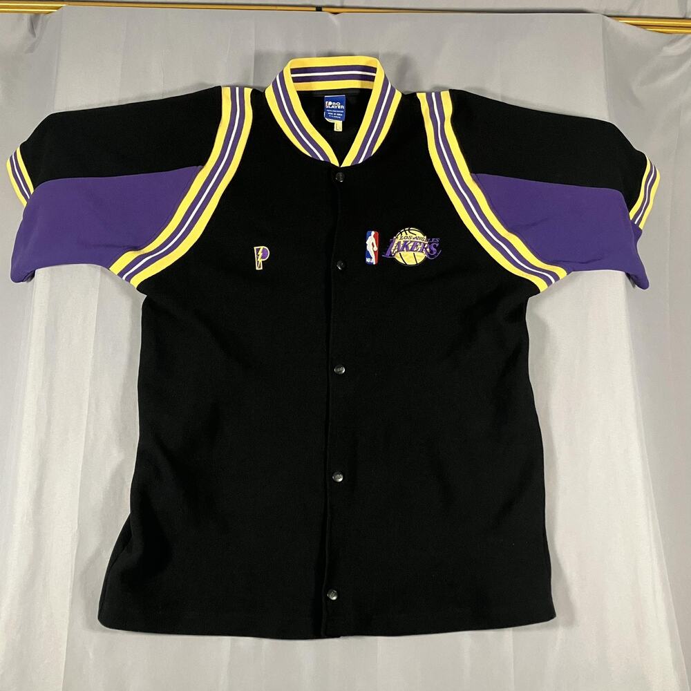 Vintage Los Angeles Lakers Jacket Mens XL Black NBA Basketball Pro Player 90s